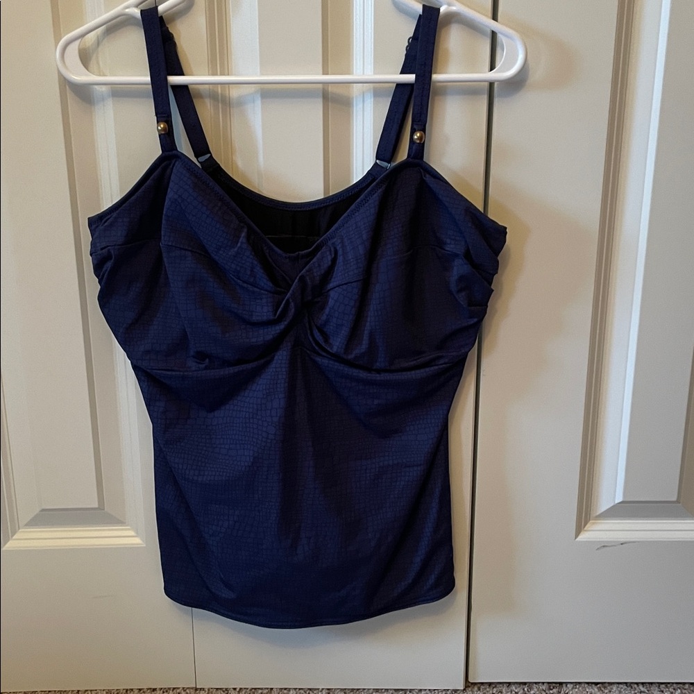 Fantasie Navy Twist Front Underwire Bra Closure Tankini Swim Top Size 38F US